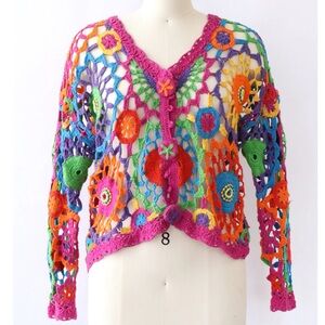 Y2K VINTAGE CROCHET rainbow cardigan